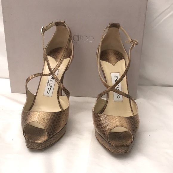 Jimmy Choo: 38 1/2 EU Snake/Gold - Picture 6 of 11